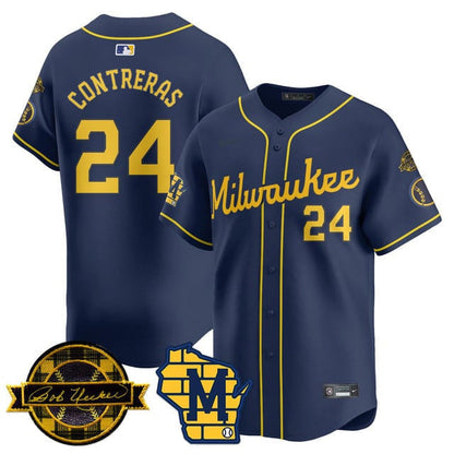 Men's Milwaukee Brewers Bob Uecker Patch Vapor Limited Jersey - All Stitched