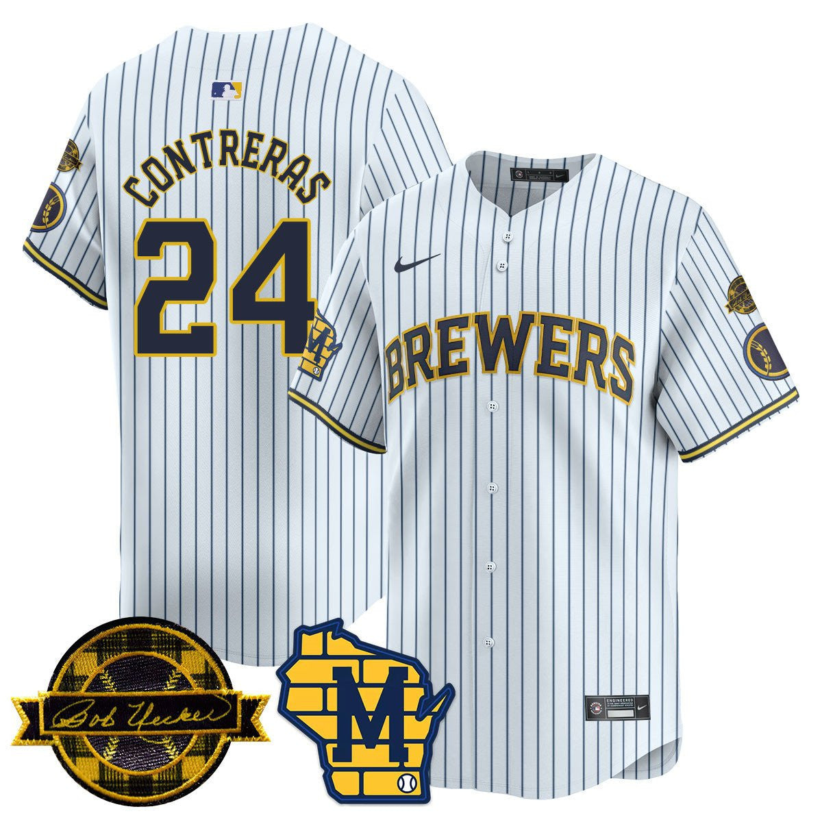 Men's Milwaukee Brewers Bob Uecker Patch Vapor Limited Jersey - All Stitched