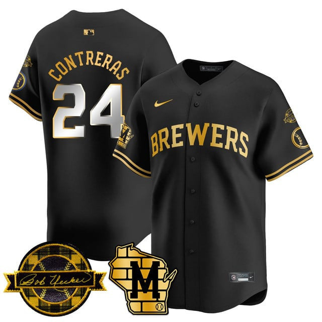 Men's Milwaukee Brewers Bob Uecker Patch Vapor Limited Jersey - All Stitched