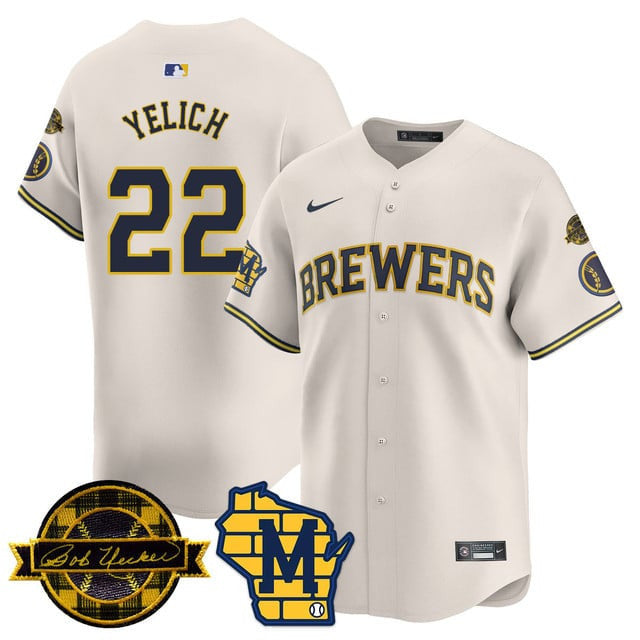 Men's Milwaukee Brewers Bob Uecker Patch Vapor Limited Jersey - All Stitched