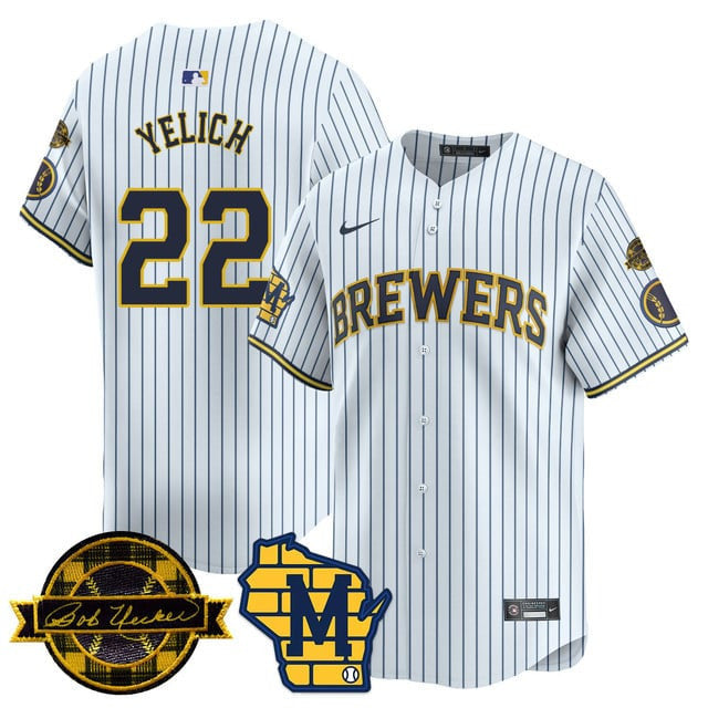 Men's Milwaukee Brewers Bob Uecker Patch Vapor Limited Jersey - All Stitched