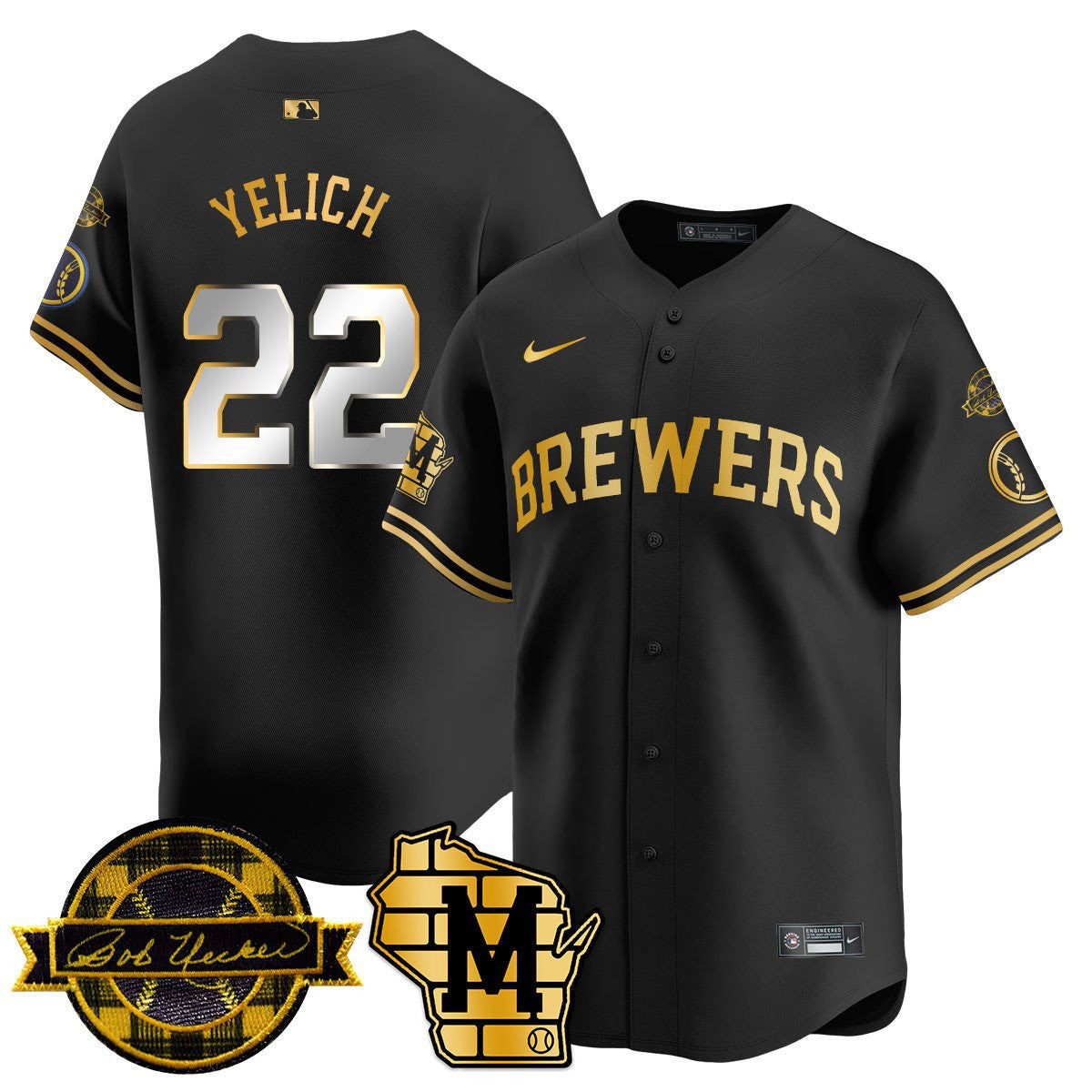 Men's Milwaukee Brewers Bob Uecker Patch Vapor Limited Jersey - All Stitched