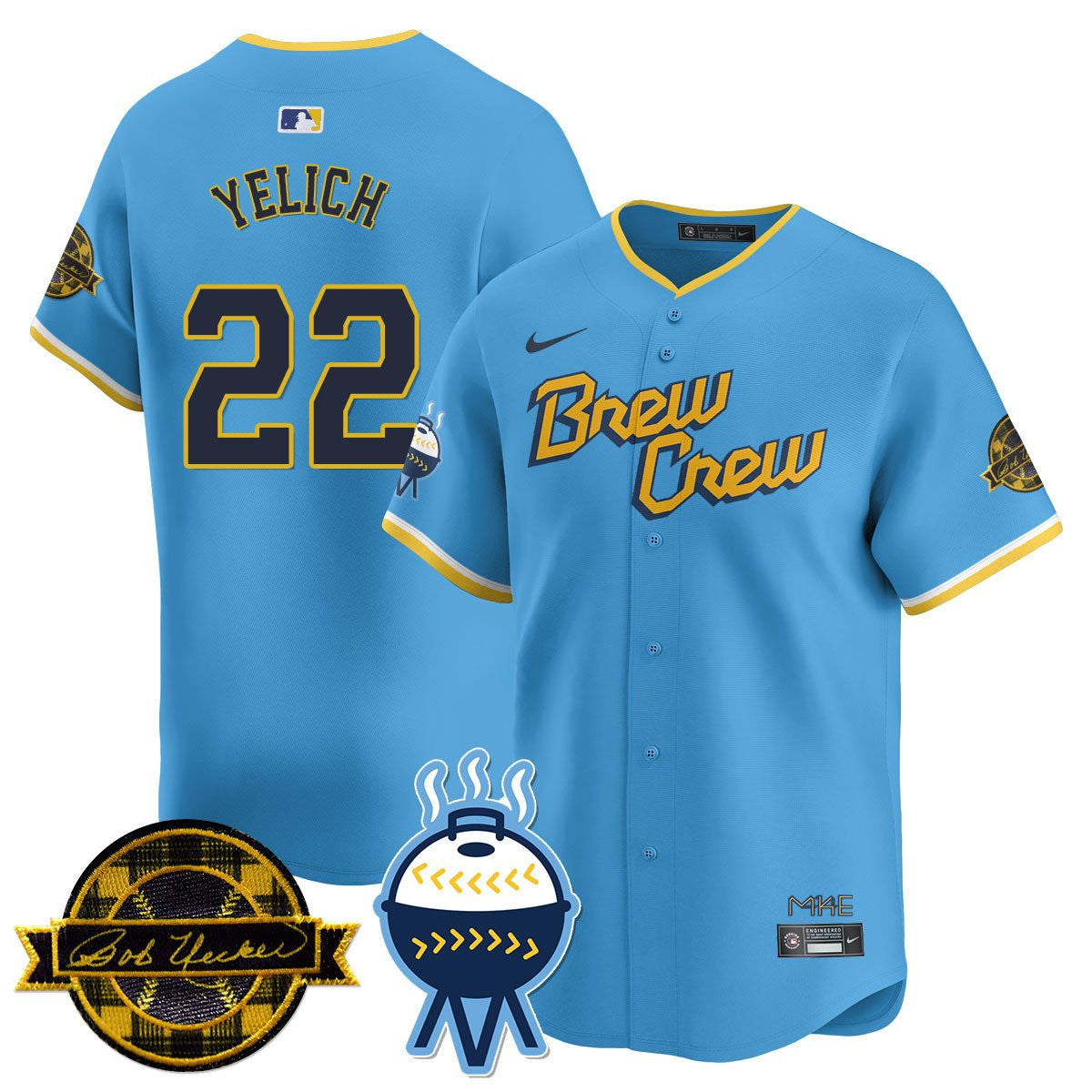 Men's Milwaukee Brewers Bob Uecker Patch Vapor Limited Jersey - All Stitched