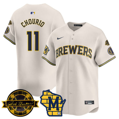 Men's Milwaukee Brewers Bob Uecker Patch Vapor Limited Jersey - All Stitched