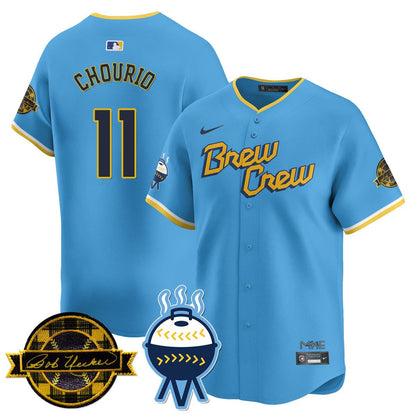 Men's Milwaukee Brewers Bob Uecker Patch Vapor Limited Jersey - All Stitched