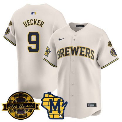 Men's Milwaukee Brewers Bob Uecker Patch Vapor Limited Jersey - All Stitched