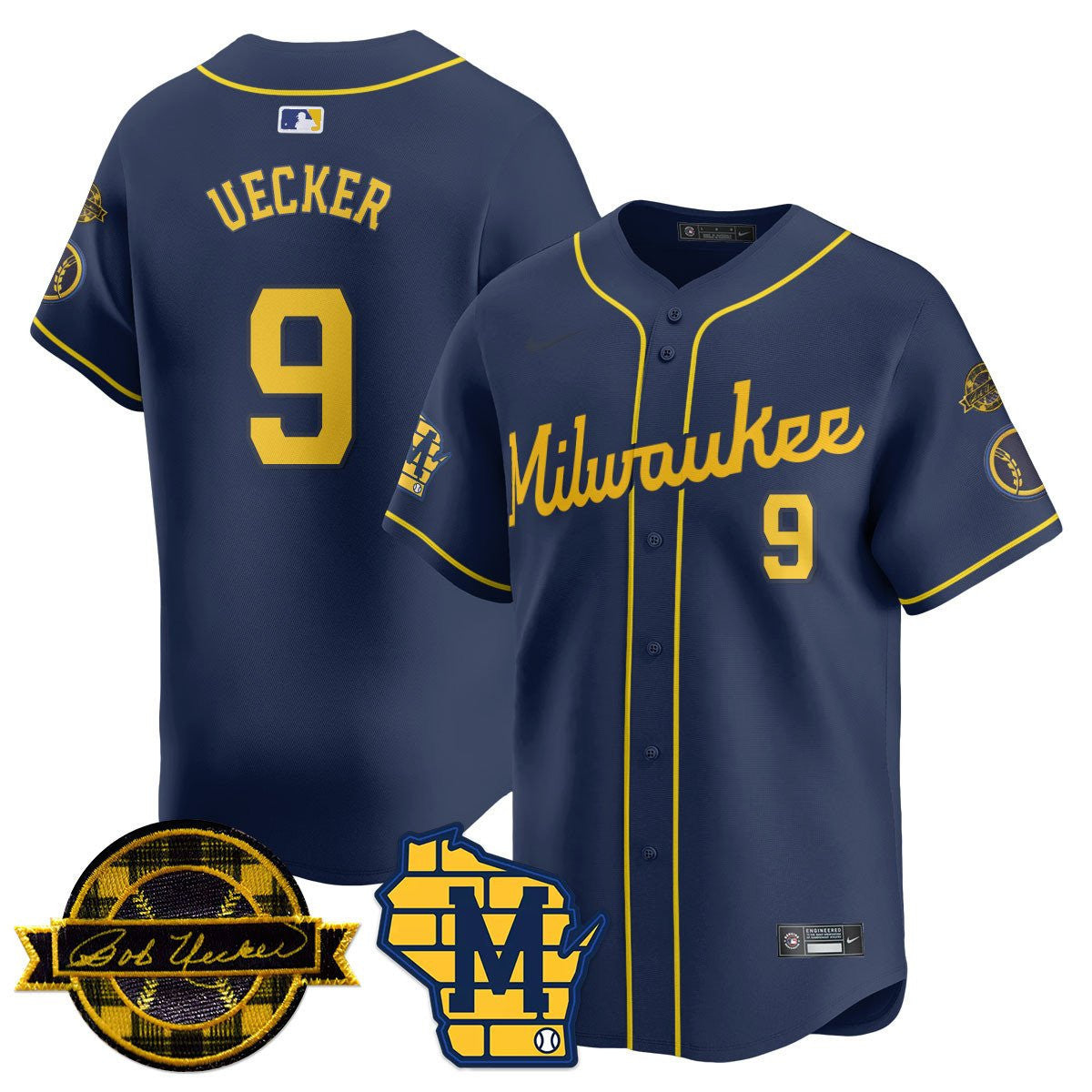 Men's Milwaukee Brewers Bob Uecker Patch Vapor Limited Jersey - All Stitched
