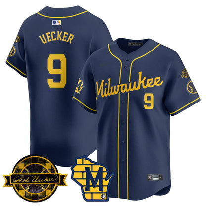 Men's Milwaukee Brewers Bob Uecker Patch Vapor Limited Jersey - All Stitched