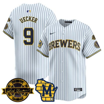 Men's Milwaukee Brewers Bob Uecker Patch Vapor Limited Jersey - All Stitched