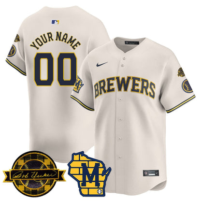 Men's Milwaukee Brewers Bob Uecker Patch Vapor Limited Custom Jersey - All Stitched