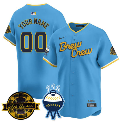 Men's Milwaukee Brewers Bob Uecker Patch Vapor Limited Custom Jersey - All Stitched