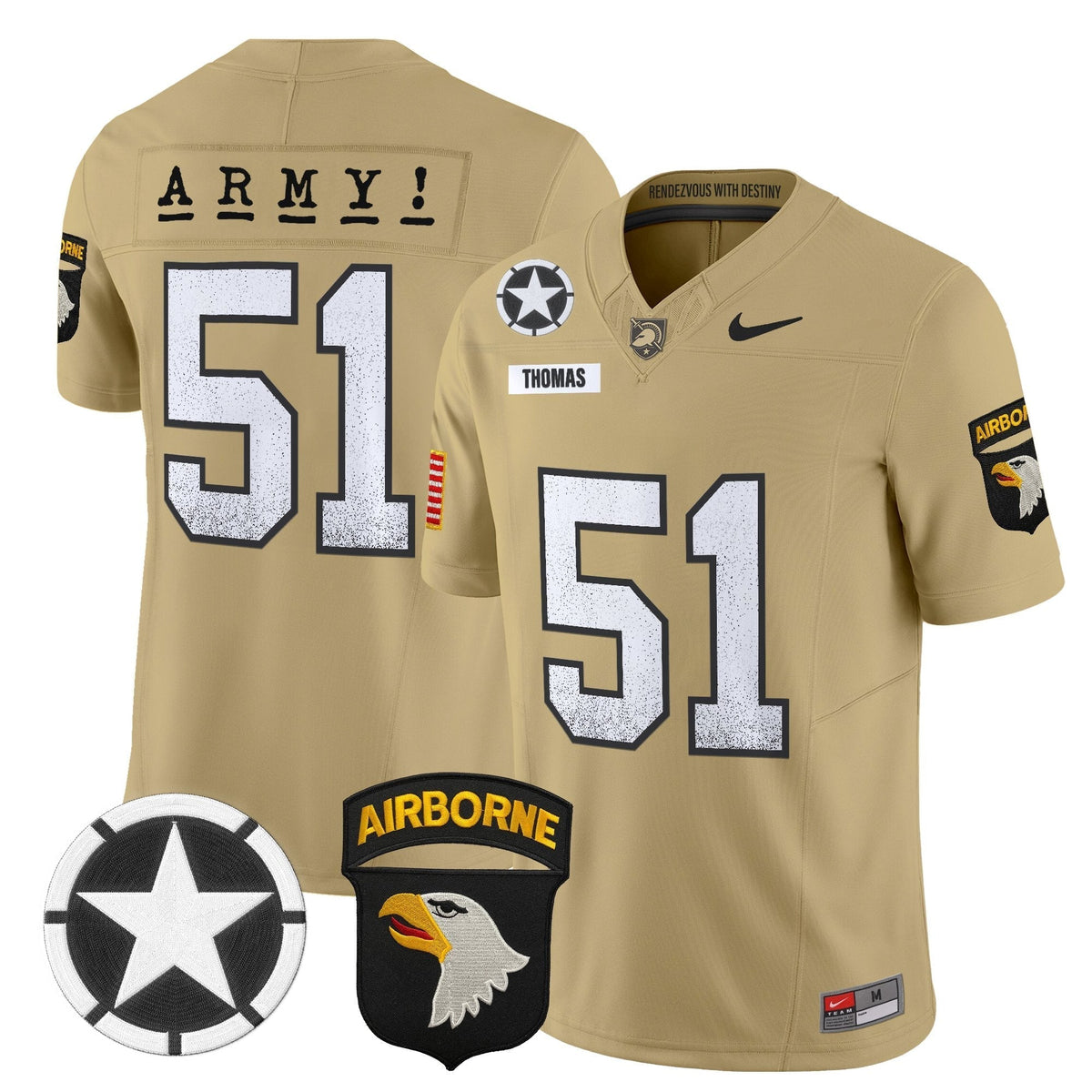 Men's Army Black Knights 2025 Screaming Eagles Vapor Limited Jersey - All Stitched