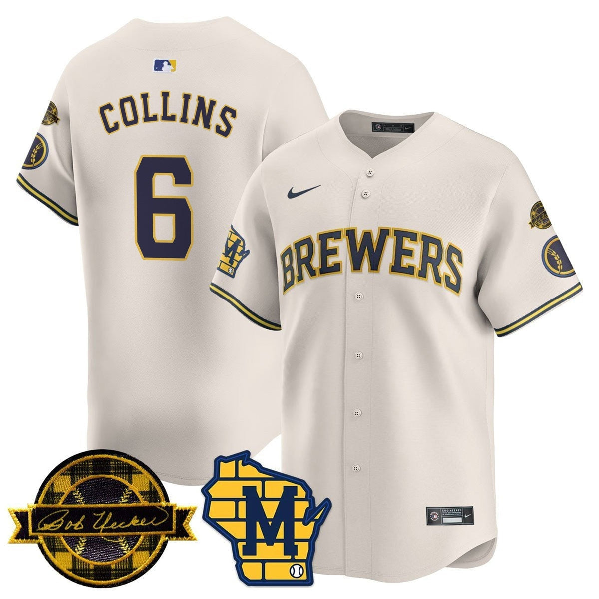 Men's Milwaukee Brewers Bob Uecker Patch Vapor Limited Jersey - All Stitched