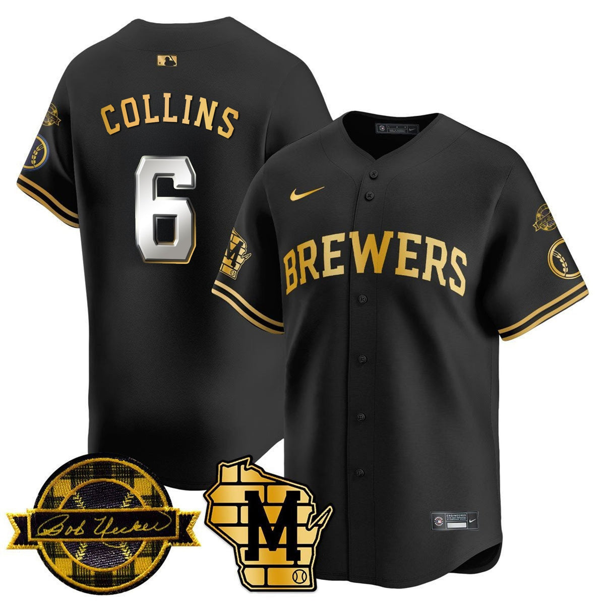 Men's Milwaukee Brewers Bob Uecker Patch Vapor Limited Jersey - All Stitched