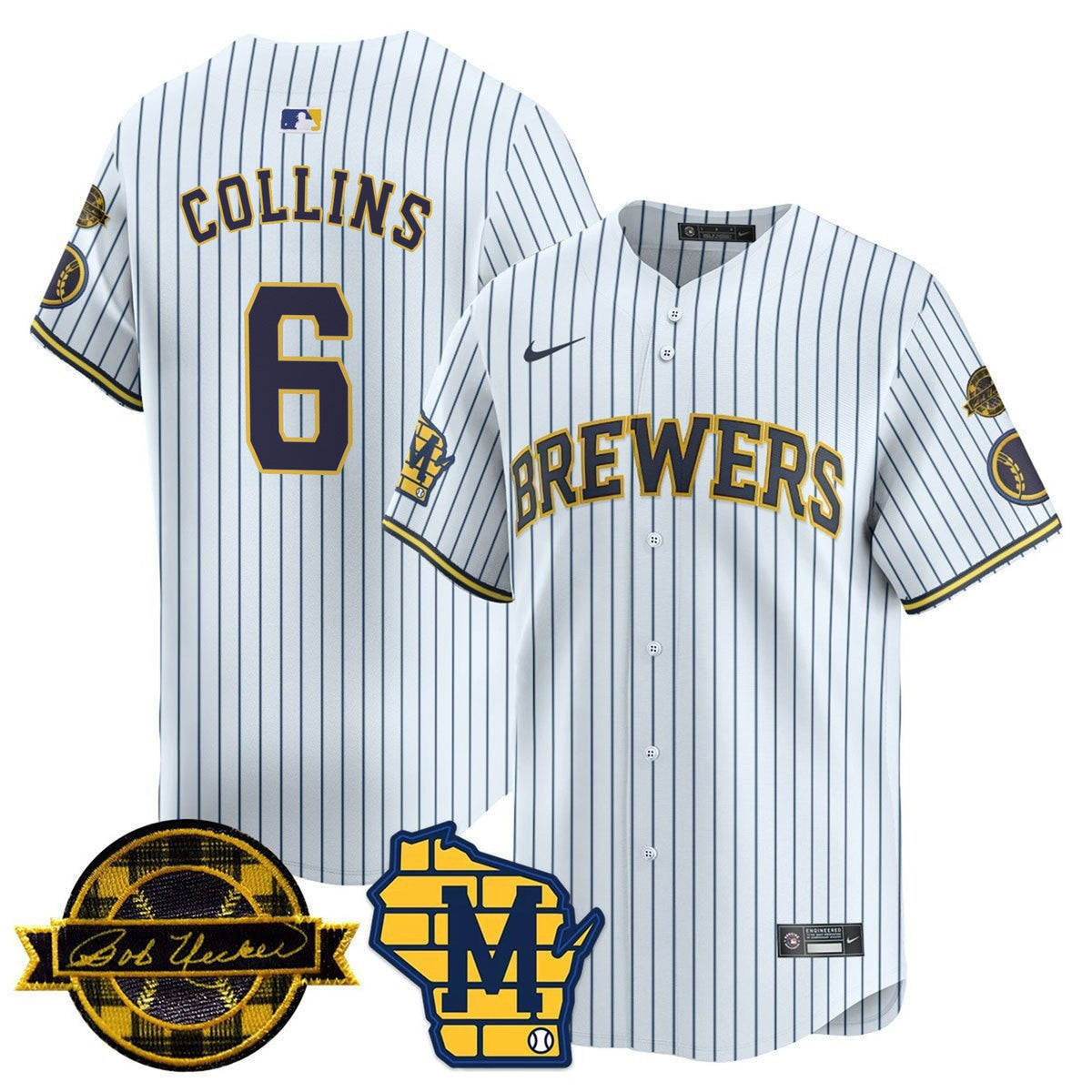 Men's Milwaukee Brewers Bob Uecker Patch Vapor Limited Jersey - All Stitched