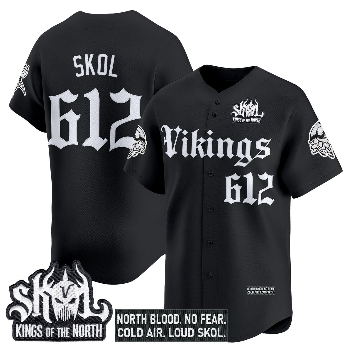 Men's Minnesota Vikings 'Gothic Norseblood Edition' Vapor Baseball Jersey - All Stitched