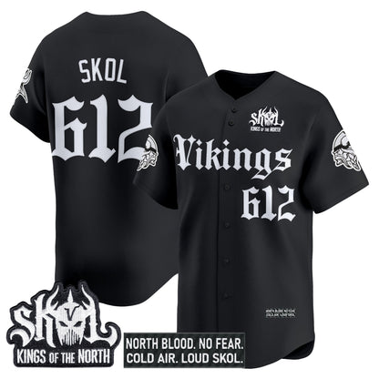 Men's Minnesota Vikings 'Gothic Norseblood Edition' Vapor Baseball Jersey - All Stitched