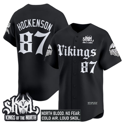 Men's Minnesota Vikings 'Gothic Norseblood Edition' Vapor Baseball Jersey - All Stitched