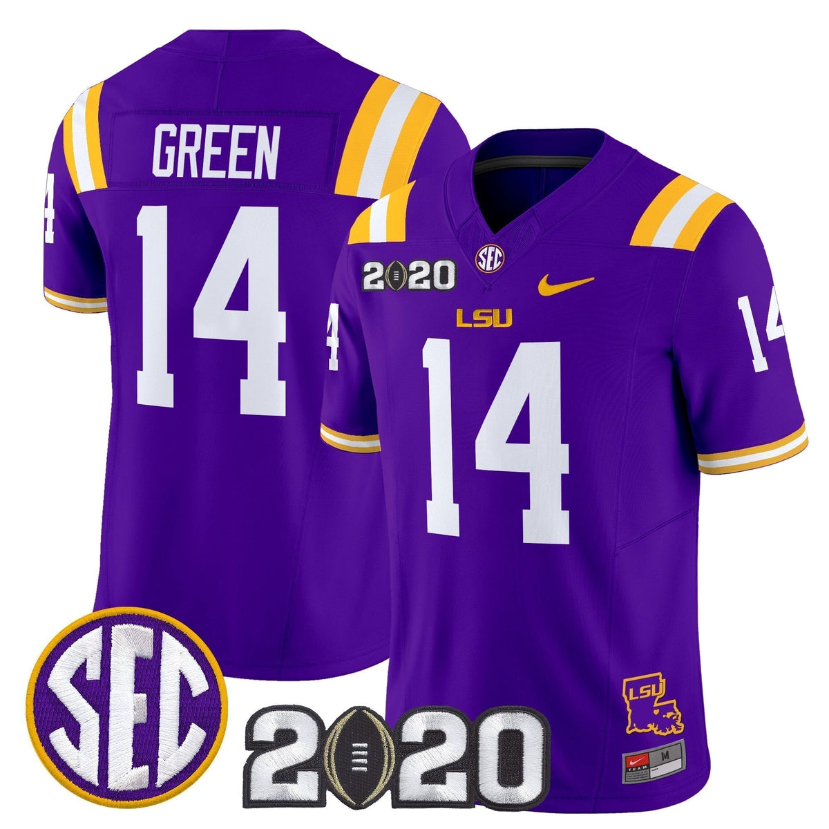 Men's LSU Tigers 2020 National Champions Vapor Limited Jersey - All Stitched