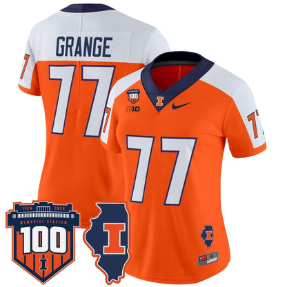 Women's Illinois Fighting Illini 100th Memorial Stadium Patch Vapor Limited Jersey - All Stitched