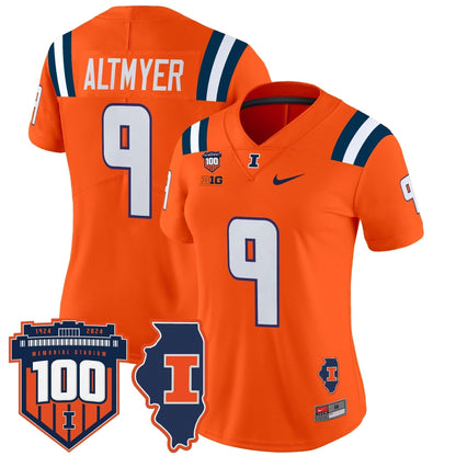 Women's Illinois Fighting Illini 100th Memorial Stadium Patch Vapor Limited Jersey - All Stitched