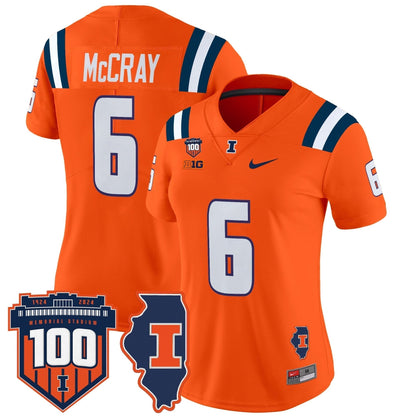 Women's Illinois Fighting Illini 100th Memorial Stadium Patch Vapor Limited Jersey - All Stitched