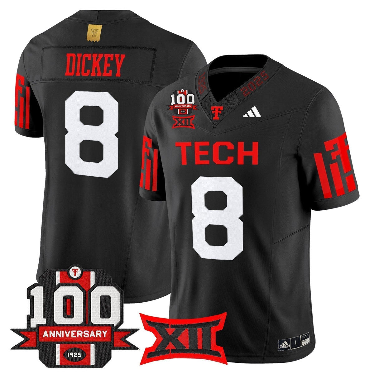 Men's Texas Tech Red Raiders 2025 Vapor Limited Jersey - 100th Anniversary Patch - All Stitched