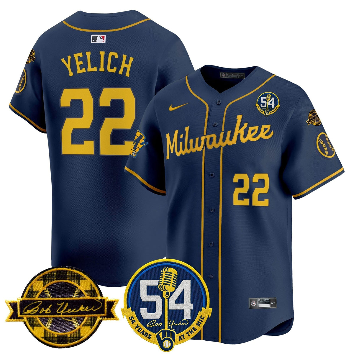 Men's Milwaukee Brewers 'Bob Uecker - 54 Seasons for Brewers' Vapor Premier Limited Jersey - All Stitched
