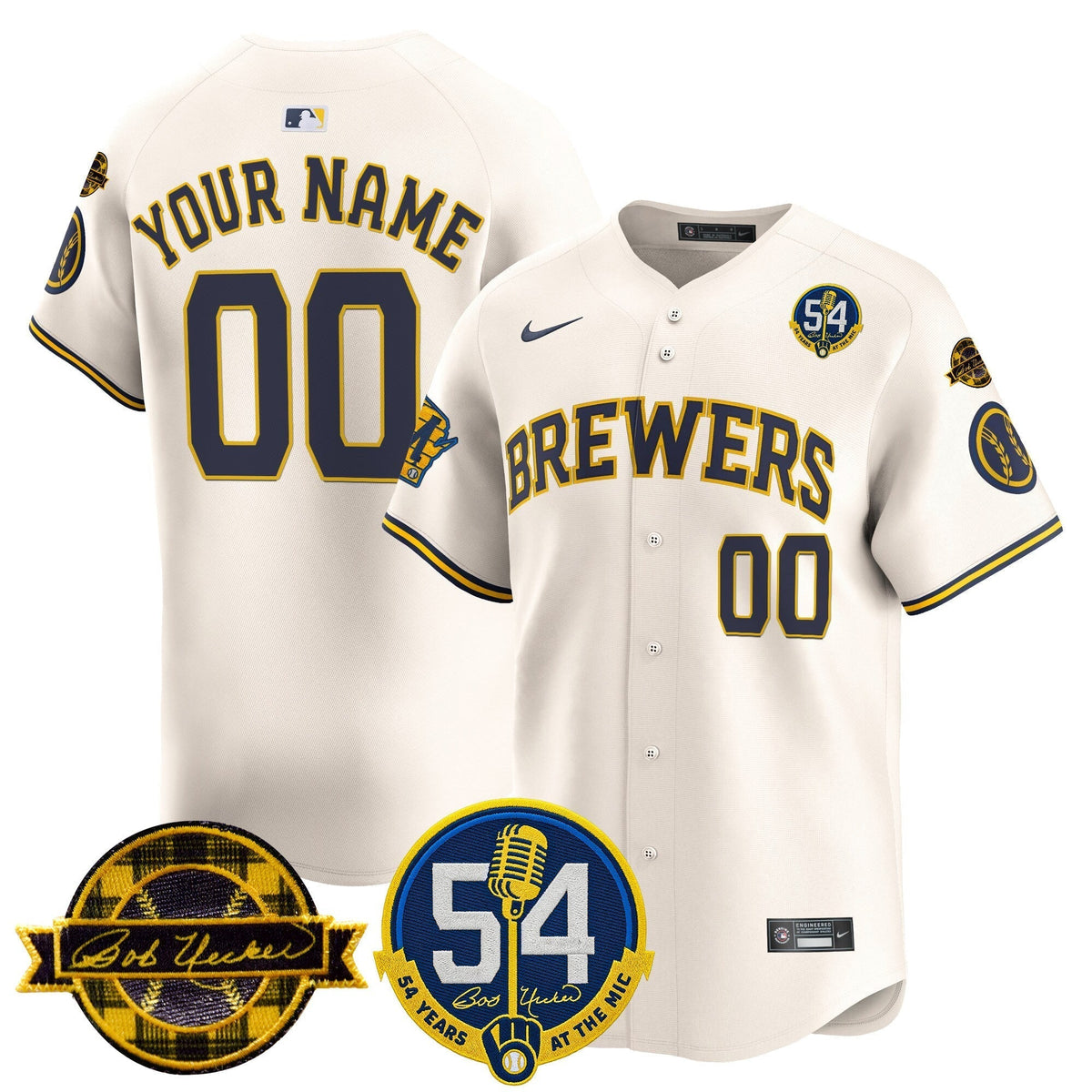 Milwaukee Brewers 'Bob Uecker - 54 Seasons for Brewers' Vapor Premier Limited Custom Jersey - All Stitched