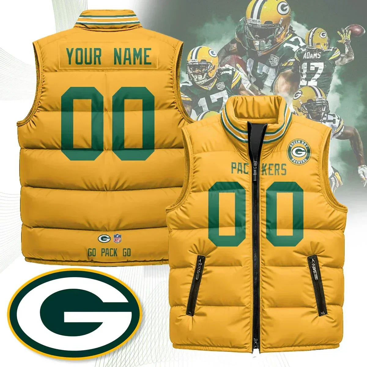 Custom Green Bay Packers Unisex Puffer Vest