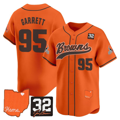 Men's Cleveland Browns '#32 Jim Brown Memorial & Home Patch' Vapor Baseball Jersey - All Stitched