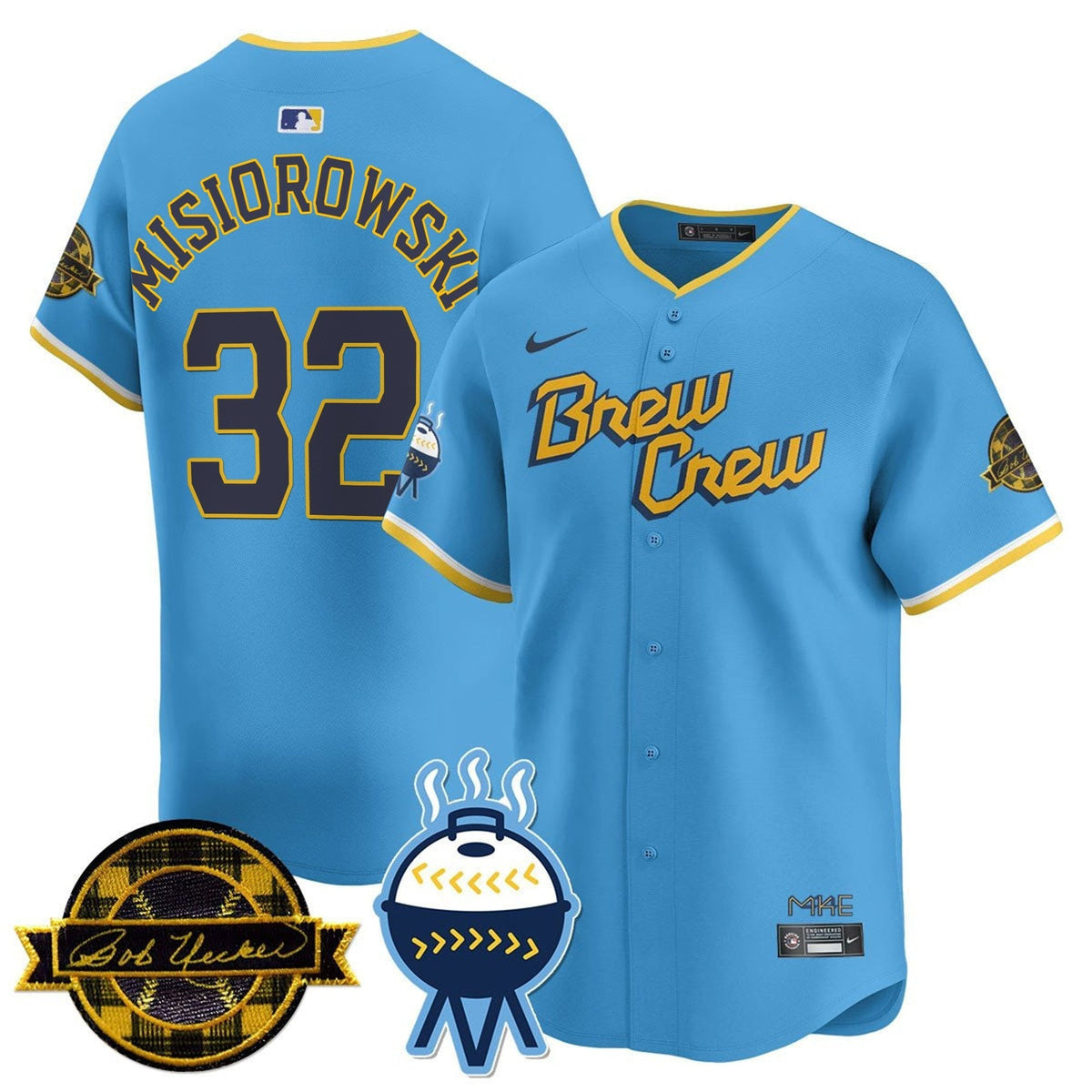 Men's Milwaukee Brewers Bob Uecker Patch Vapor Limited Jersey - All Stitched
