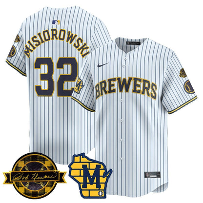 Men's Milwaukee Brewers Bob Uecker Patch Vapor Limited Jersey - All Stitched