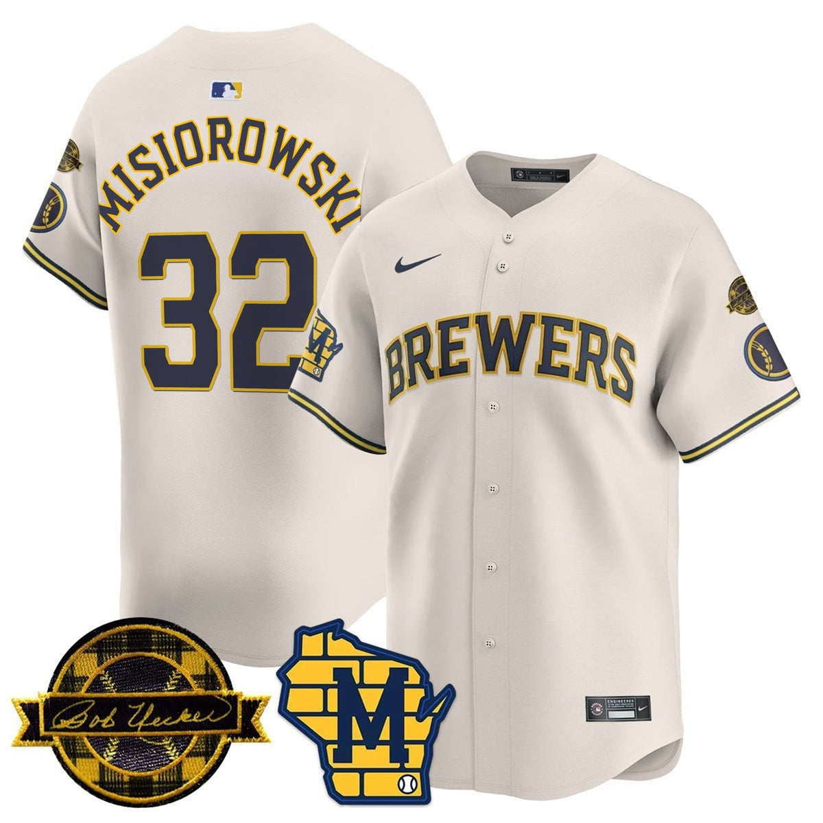 Men's Milwaukee Brewers Bob Uecker Patch Vapor Limited Jersey - All Stitched