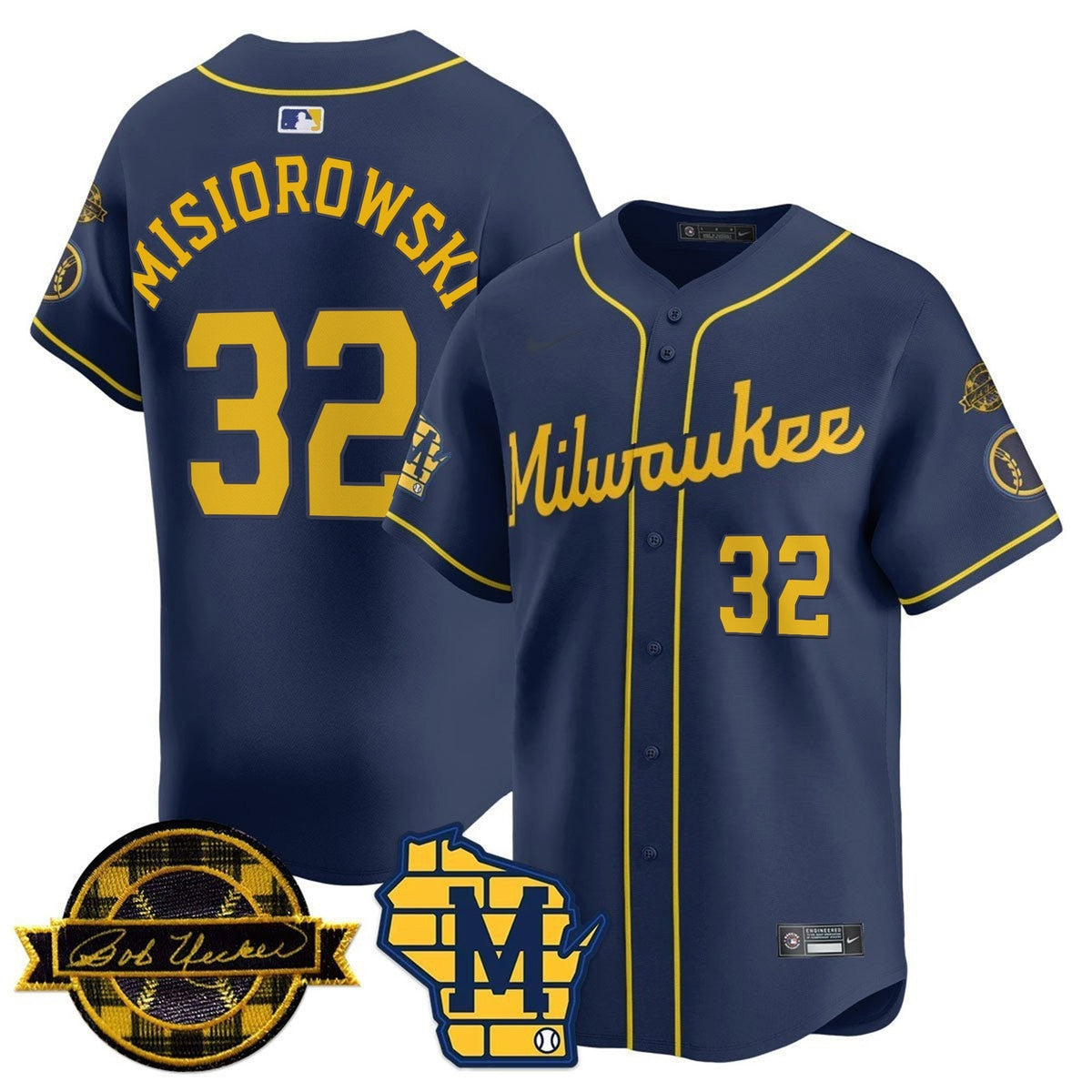 Men's Milwaukee Brewers Bob Uecker Patch Vapor Limited Jersey - All Stitched