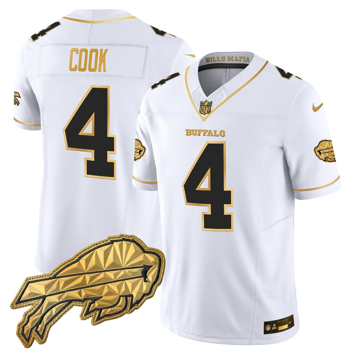 Men's Buffalo Bills 2025 "Rivalries" Gold Vapor Limited Jersey - All Stitched