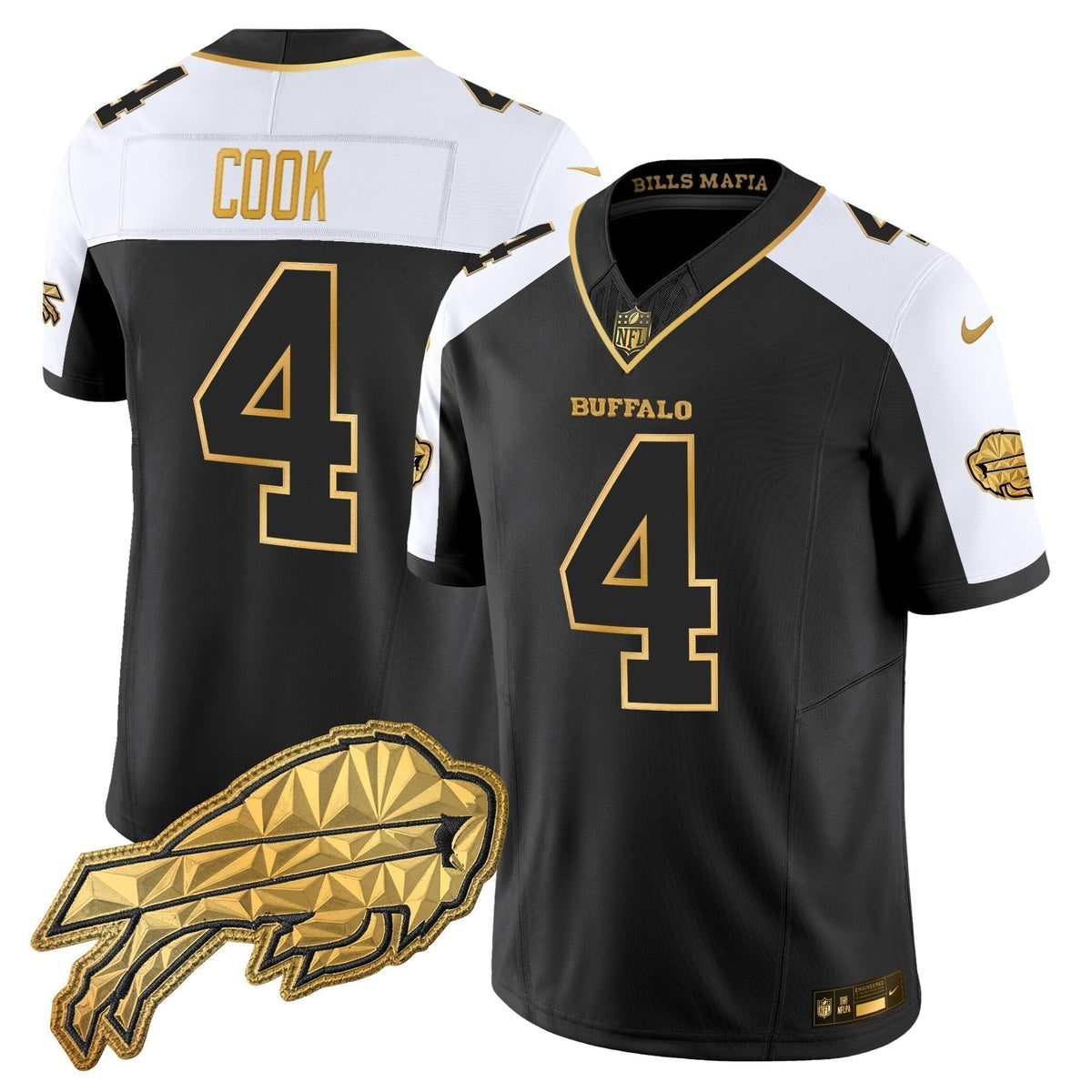 Men's Buffalo Bills 2025 "Rivalries" Gold Vapor Limited Jersey - All Stitched
