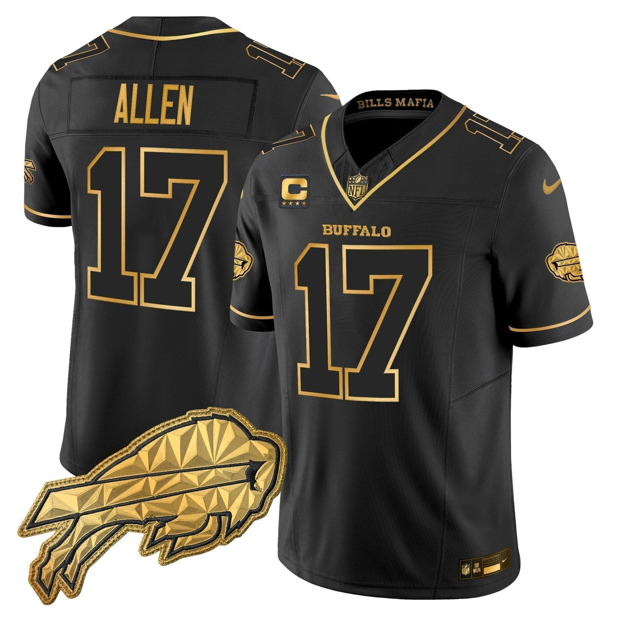 Men's Buffalo Bills 2025 "Rivalries" Gold Vapor Limited Jersey - All Stitched
