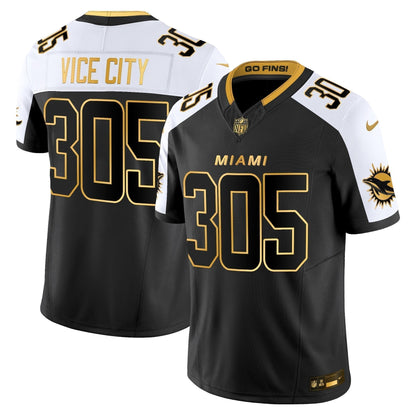 Men's Miami Dolphins 2025 "Rivalries" Gold Vapor Limited Jersey - All Stitched