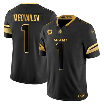 Men's Miami Dolphins 2025 "Rivalries" Gold Vapor Limited Jersey - All Stitched