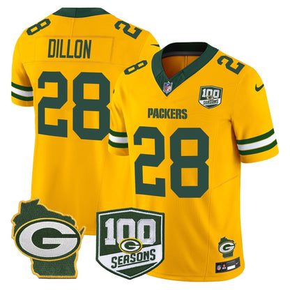 Men's Green Bay Packers 100th Season & Home Patch Vapor Limited Jersey - All Stitched