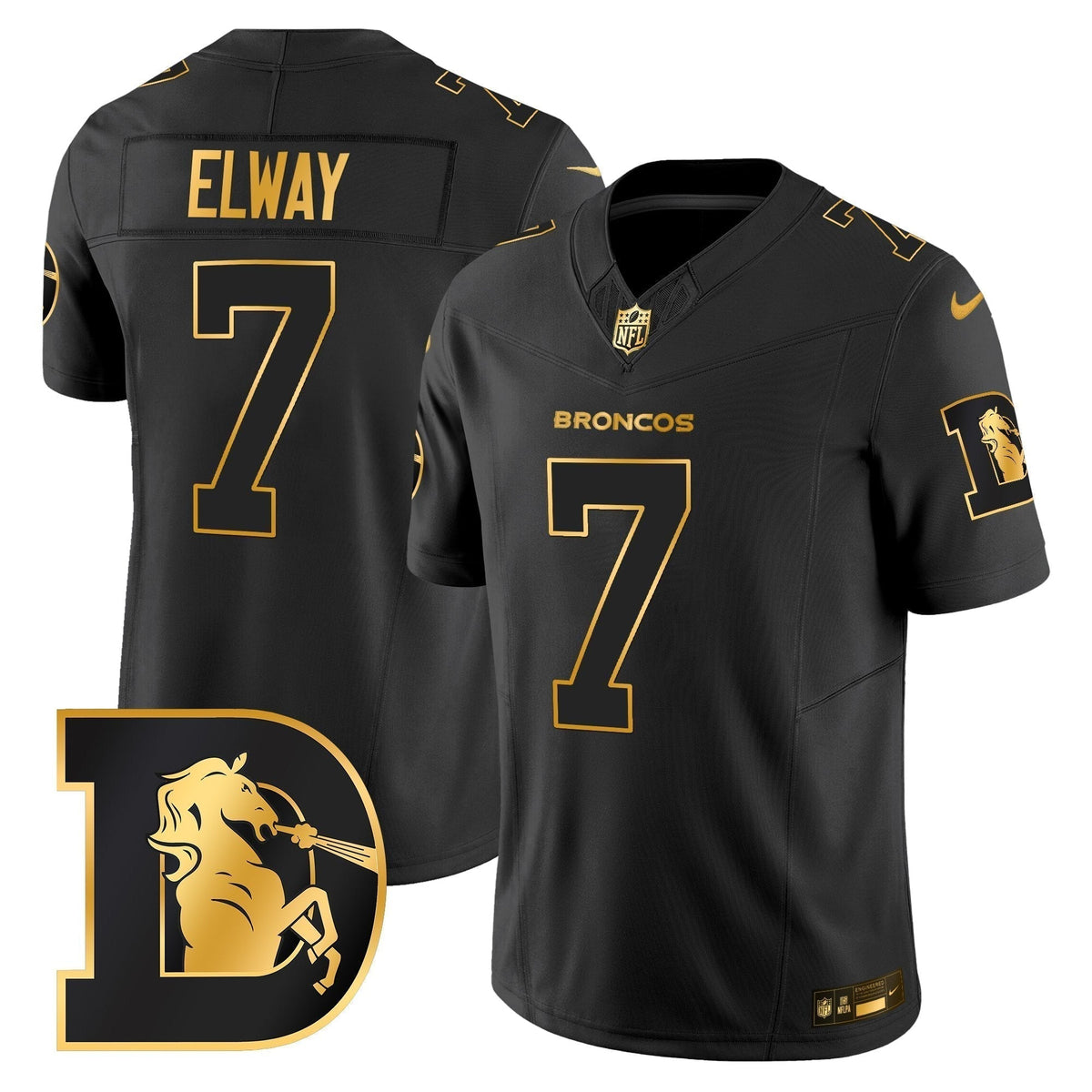 Men's Denver Broncos Throwback Gold Vapor Limited Jersey - All Stitched
