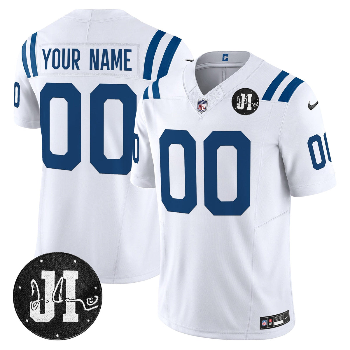 Indianapolis Colts 2025 Jim Irsay Patch Vapor Limited Custom Jersey - All Stitched