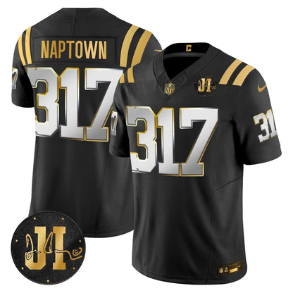 Men's Indianapolis Colts 2025 Jim Irsay Patch Gold Vapor Limited Jersey - All Stitched