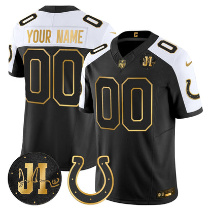 Indianapolis Colts 2025 Jim Irsay Patch Gold Vapor Limited Custom Jersey - All Stitched