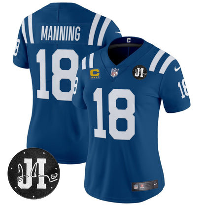 Women's Indianapolis Colts 2025 Jim Irsay Patch Vapor Limited Jersey - All Stitched