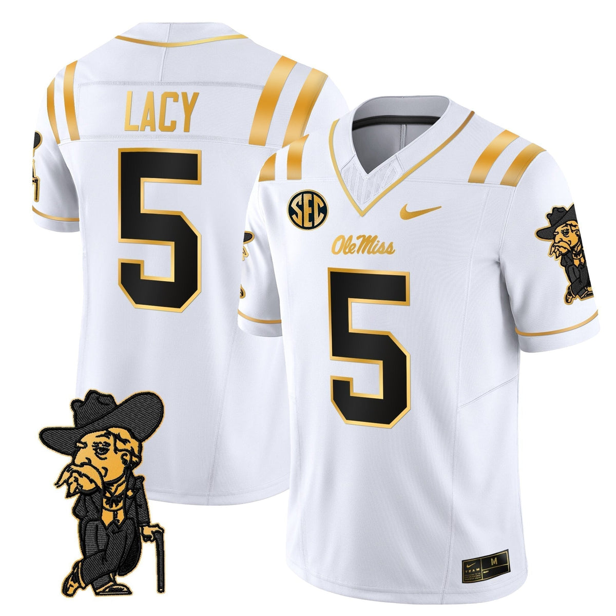 Men's Ole Miss Rebels 2025 Gold Vapor Limited Jersey - All Stitched