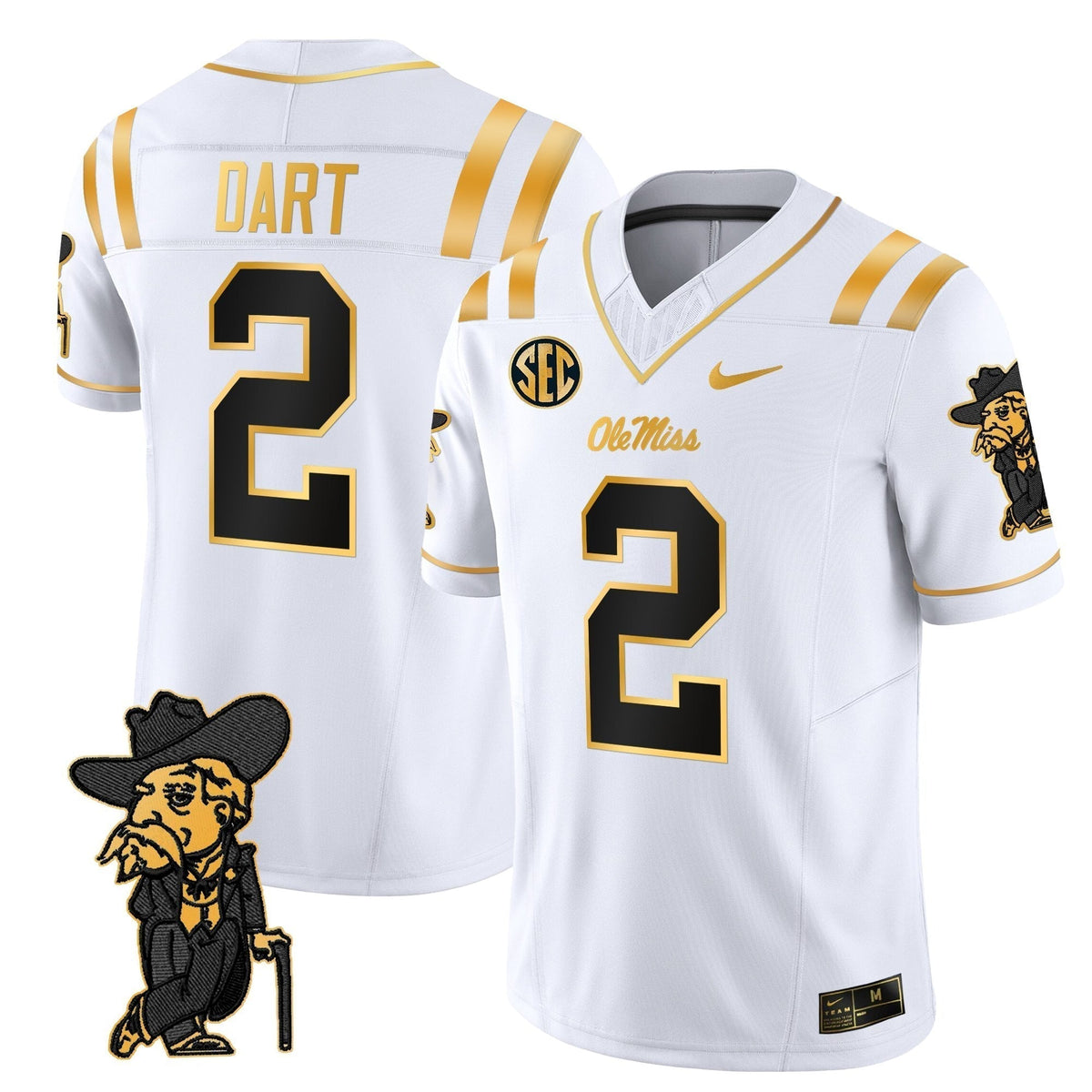 Men's Ole Miss Rebels 2025 Gold Vapor Limited Jersey - All Stitched