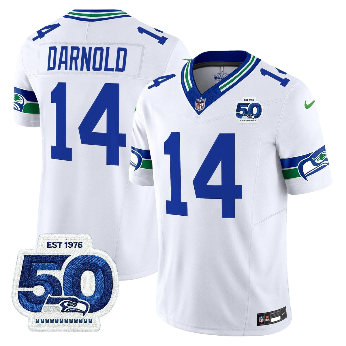 Men's Seattle Seahawks Throwback Vapor Limited Jersey - 50th Anniversary Patch - All Stitched