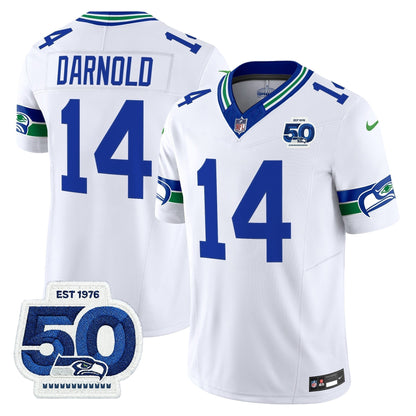 Men's Seattle Seahawks Throwback Vapor Limited Jersey - 50th Anniversary Patch - All Stitched